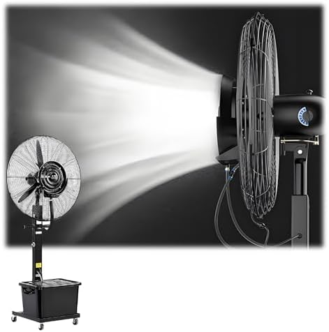 High-Velocity Outdoor Misting Fan - 30" Oscillating Spray Fan with 42L Water Tank, 3 Speed Settings, 90° Oscillation for Patio & Porch Cooling - Commercial Industrial Floor Fan