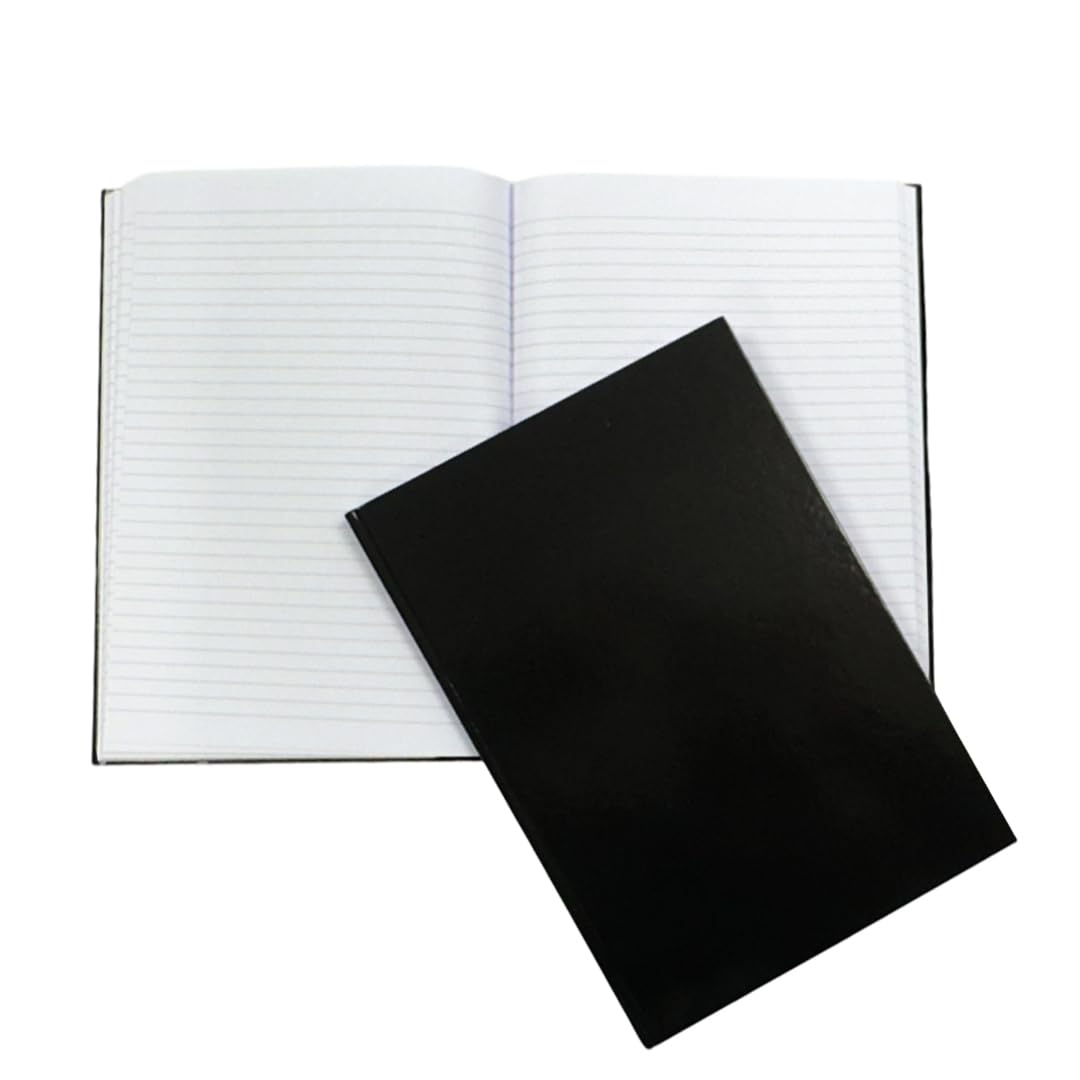 Janrax A4 160 Pages 8mm Ruled Charcoal Black Casebound Notebook
