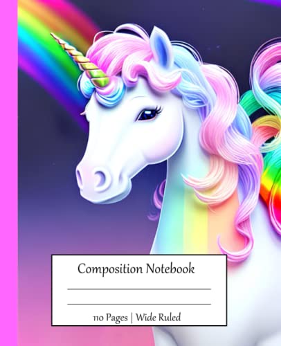Composition Notebook Wide Ruled: Rainbow Unicorn | Wide Ruled | Soft Cover | Girls Kids Elementary School Supplies | Student Teacher Daily Creative Writing Journal | 110 Pages image 2