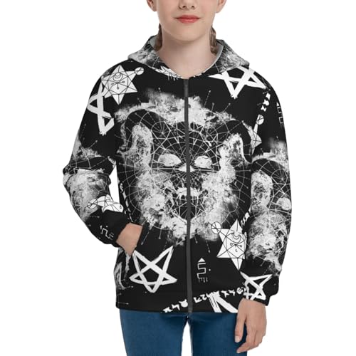 Devil Skull Kid Hoodies Boys Zip Up Sweatshirts Girls Pullover with Pocket3
