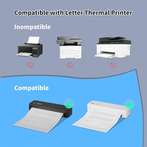 Image of Thermal Printer Paper 8.5 x 11 Inch, 100 Sheets US Letter Size Thermal Paper, Compatible with A42 Thermal Portable Printer