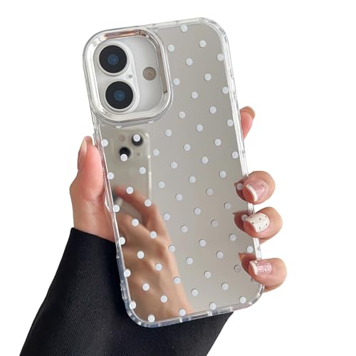 Coque iPhone 17 miroir à pois blancs pour le style au quotidien