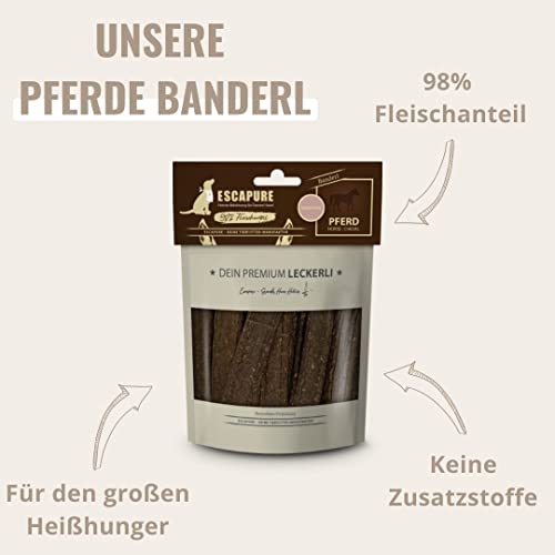ESCAPURE Banderl - Hunde Leckerli aus Pferdefleisch in Premium Qualität - 98% Muskelfleisch - Protein Trainingssnacks ohne künstliche Zusatzstoffe & Getreide (150g)