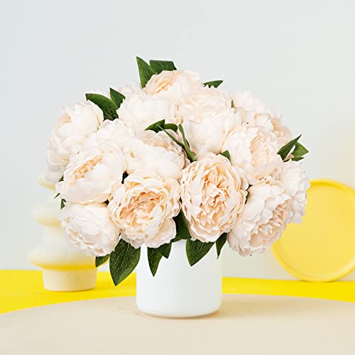 Softflame Artificial/Fake/Faux Flowers - Peony Bundle White Color, Pack Of 5, Totally 25 Heads, For Wedding, Home, Party, Restaurant #TOP3
