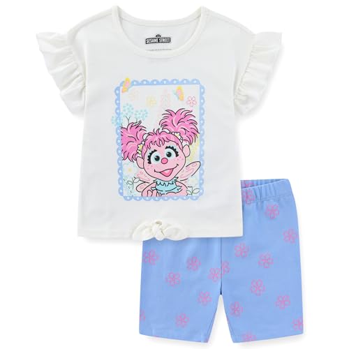 Sesame Street Abby Cadabby Girls Short Sleeve Shirt and Bike Shorts Set for Toddler