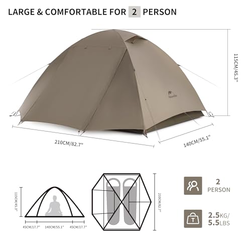 Image of Naturehike Cloud River 2 Person 3 Person Backpacking Tent, Waterproof 2 Person 3 Person Tents for Camping, Double Layer Camping Tent