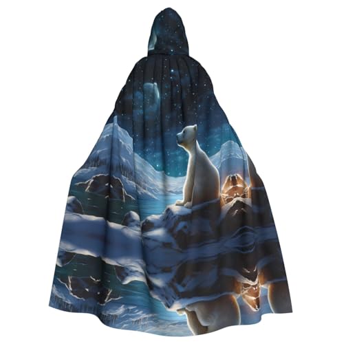 Cape à capuche adulte ours polaire longue couverture portable plaid à manches