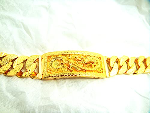 Dragon Thai Gold Plated Bangle 24K Thai Baht Yellow Gold Filled Men's Bracelet 7.5,8.5,9 Inch 70 Grams 20 Mm (9) #TOP2