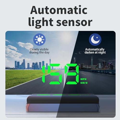 Image of Serveuttam GPS HUD Speedometer for Car - Digital Head Up Display with Auto Brightness, Large Green Display, USB Powered, MPH /KM /H (Black)