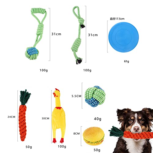 NeoStyle (7 PCS) Dog Puppy Toys Set,Puppy Chew Toys for Fun and Teeth Cleaning,Interactive Dog Rope Toys,Flying Disc,Dog Squeak Toy for Small Medium and Large Dog (7 PCS)