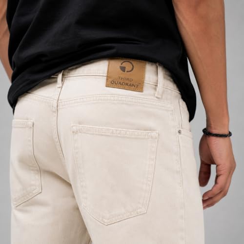 Image of THIRD QUADRANT Men's Relaxed Fit Non-Stretch Blue Denim Jeans | Classic Straight Leg | Everyday Jeans