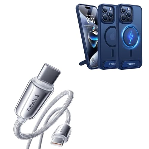 TORRAS iPhone 15 Pro Max Case with USB C Cable