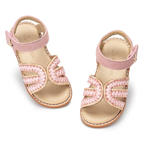 Image of Girls Gladiator Sandals with Adjustable Buckle Comfy Ankle Strappy Flat Shoes