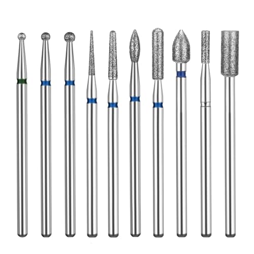 GeekerChip 10 Pièces Forets à Ongles,Professionnel Ponceuse Ongles Les Accessoires,Kit Tête de Fraisage des Ongles pour Ongles Polir et Exfolier,pour...