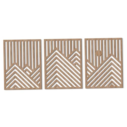 Décoration murale géométrique en bois ajouré style bohème | Cadre suspendu 30x40cm