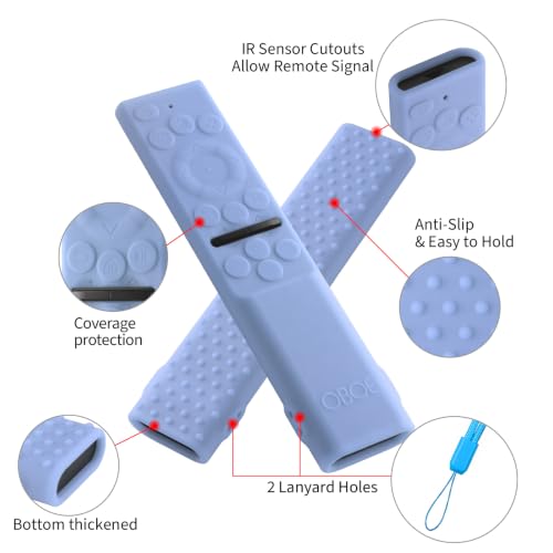 Image of Oboe Silicone Tv Remote Cover Compatible with Samsung Smart Tv Remote 2026 Model BN59-01498A Key Cover Case with Lanyard (B-Glow in Dark Blue) REMOT E NOT Included