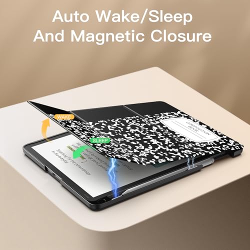 Image of MoKo Stand Case for 11 inch Kindle Scribe (3rd Generation -2025) & Kindle Scribe Colorsoft (1st Generation 2025) - Premium Leather Trifold Stand Cover with Pen Holder, Auto Sleep /Wake, Notebook Black
