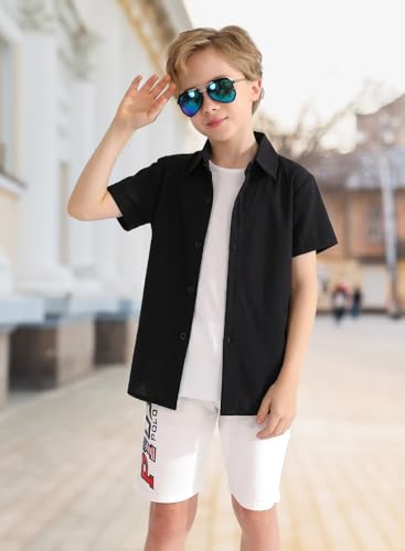 Image of XiaoMoSha Hawaiian Shirts for Boys Button Down Shirt Short Sleeve Shirts Girls Hawaiian Shirt Summer Beach Tops for Kids