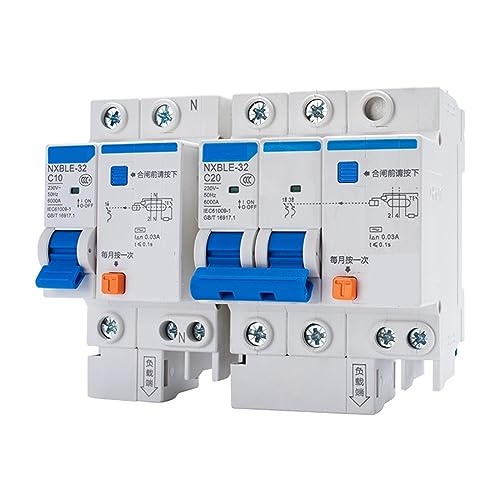RCBO Type C disjoncteur différentiel 6kA coupure instantanée fuite de courant 2P 30mA 6A - 2