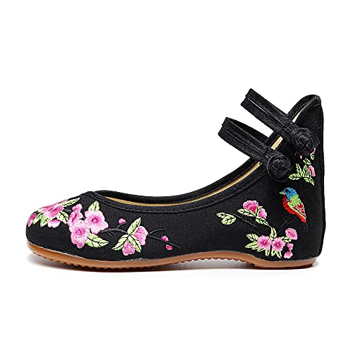Women's Floral Embroidered Flat Shoes Chinese Traditional Strap Walking Mary Jane Flats Handmade Flower Embroidery Dress Shoes for Cheongsam2