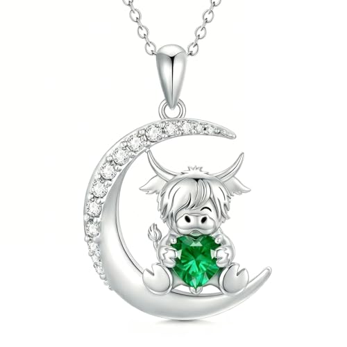 Image of PROESS Animal Birthstone Necklace 925 Sterling Silver Otter /Axolotl /Hippo /Elephant /Dachshund /Monkey /Red Panda Pendant Necklace Animal Birthstone Jewelry Gifts for Women