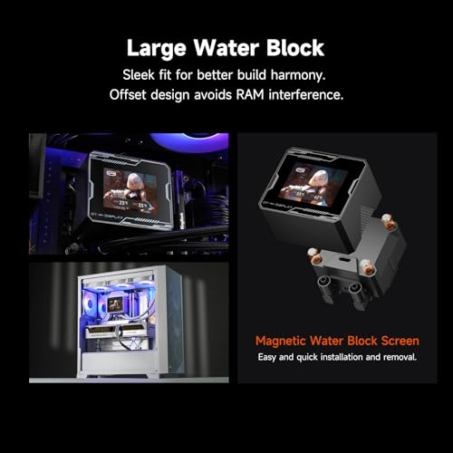 CPS GT360M ARGB Display BK, AIO CPU Cooler TDP 300W con schermo IPS da 2,8 pollici, sistema di raffreddamento a liquido con 3 ventole ARGB PWM, per Intel LGA 1851/1700/1200 & AMD AM5/AM4