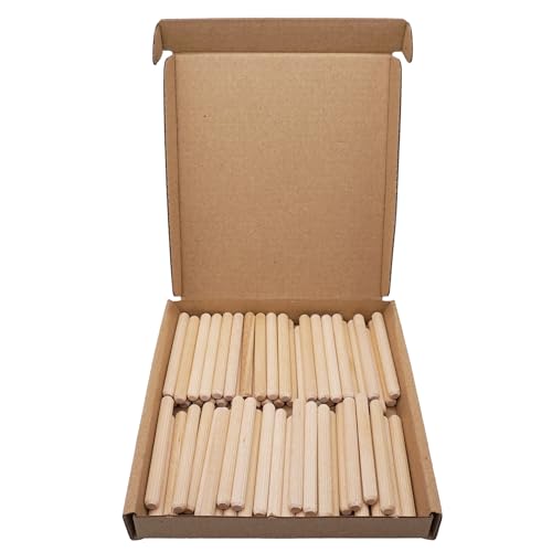 SKIR’CO (50 Stück) Holzdübel 6 x 60 mm, gerillte Holzdübel, geriffelte Stifte für Möbel, gerillte Dübel