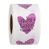WRAPAHOLIC 2 Inch 500 Total Labels Pretty Things Inside Stickers - Heart Thanks for Shopping Small Shop Local Handmade