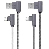 Micro USB Cable, Angled Micro USB Cable 90 Degree Nylon Braided Micro USB to USB A Date and Sync Data Android Cable Pack of 2(3ft)