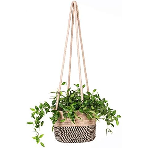 Hanging Planter Basket Jute Rope Woven Plant Hangers Indoor Hanging Plant Holder Up to 7" Pot Macrame Modern Storage Organizer Home Decor (Jute) Cover