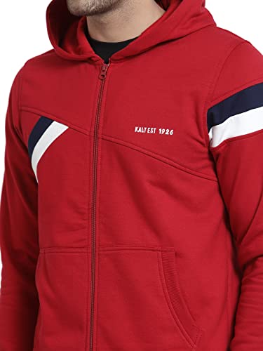 Image of Kalt Men Full Sleeves Zipper Fleece Striped Hoodie