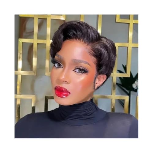 Perruque lace front cheveux humains carré court 20 cm aspect naturel