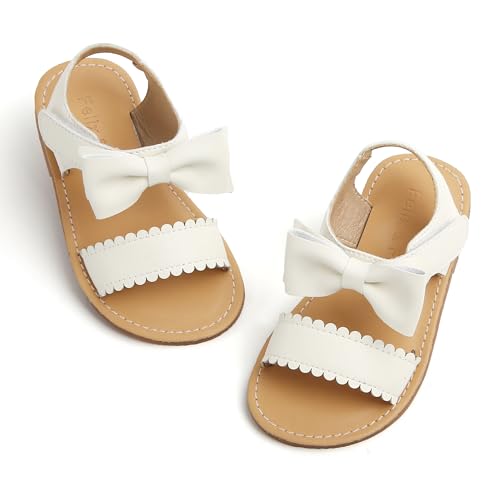 Image of Felix & Flora Toddler Girl Sandals - Little Girl Easter Dress Shoes Lightweight Open Toe Beach Holiday Flats