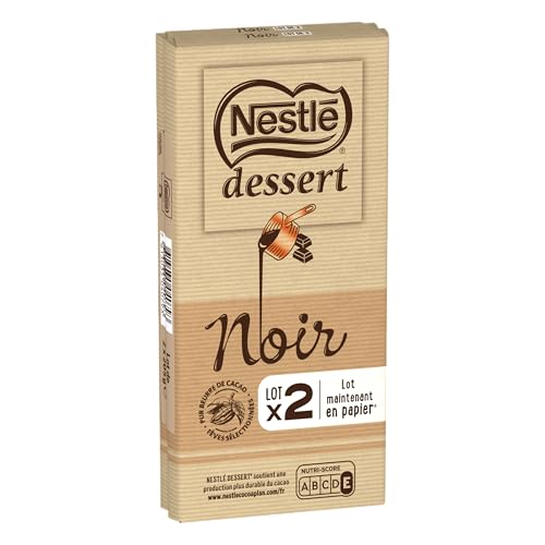 Nestlé Dessert - Chocolat Noir à Pâtisser - Tablette de 205g - Lot de 2