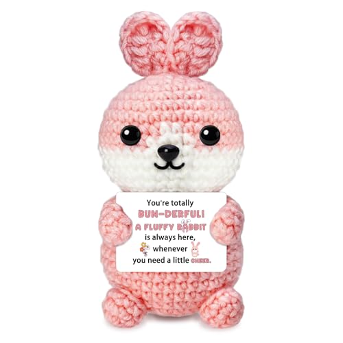 Inspirational Gifts For Women, Handmade Crochet Bunny With Positive Message