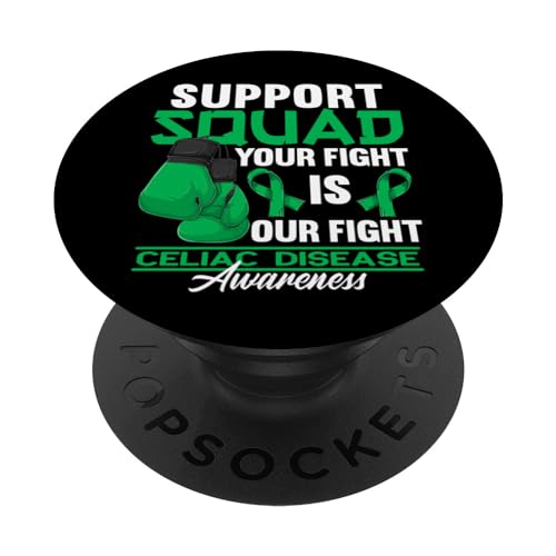 Support Awareness Squad I Gluten Free Coeliac Celiac Disease PopSockets Swappable PopGrip, Black