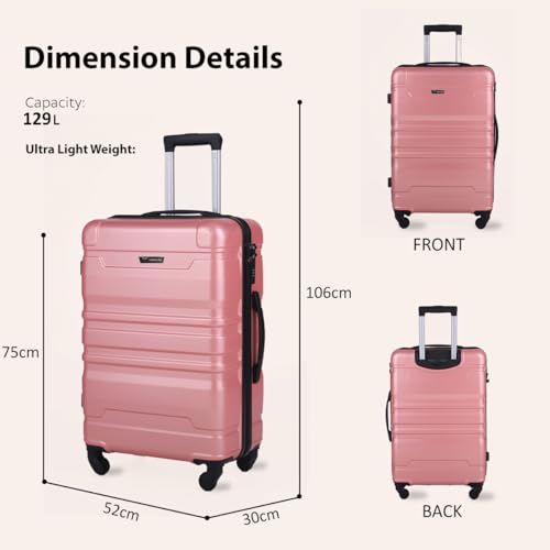 Image of Impulse Chicago Set of 3 Small, Medium & Large Size (Cabin & Check-inTrolley) Hard Sided ABS and PC 4 Wheel Spinner, Unbreakable Trolley Bag with Combi Lock, Trolley Bags for Travel, Suitcase (Pink)