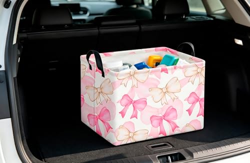 Image of CLOCOR Rectangular Storage Bin,Waterproof Books Box,Gift Basket(Bow)