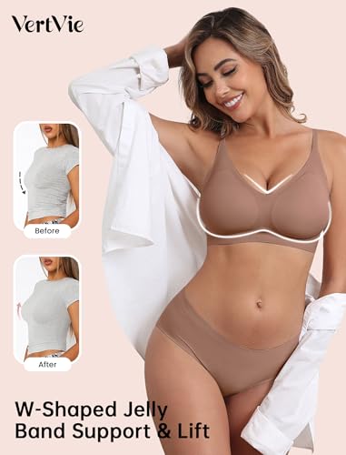 Image of Vertvie Wireless Bras for Women Full Coverage Supportive Seamless Bralettes No Underwire Push Up Comfort Soft T-Shirt Bra