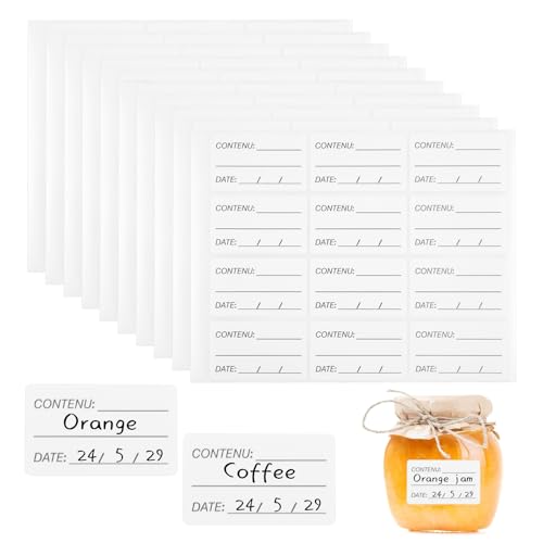 300 Pièces Étiquettes de Congélation, 5x3cm Étiquette Autocollant Congelable, Auto-adhésif Etiquette Bocaux, Amovible, Étiquettes Autocollantes Faciles...