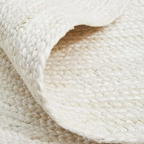 Miniatura 3 de Alfombra de yute trenzada hecha a mano india (blanco hueso, 2 pies redondos)