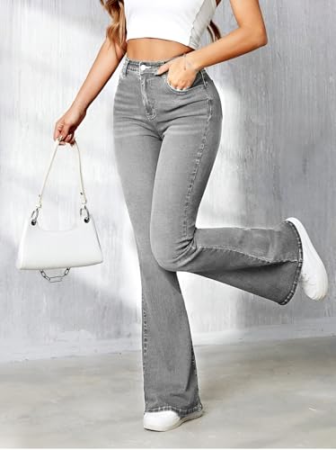 Image of Ben Martin Women's High Waist Jeans || Flared Bell Bottom Bootcut Pants || Wide Leg Stretch Denim - Perfect for Travel, Party & Everyday Use - Sizes 26-40 (2)