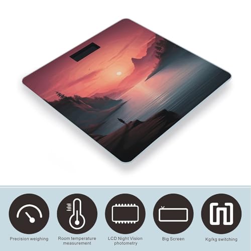 Báscula digital Sunset de vidrio templado con pantalla LCD miniatura 3