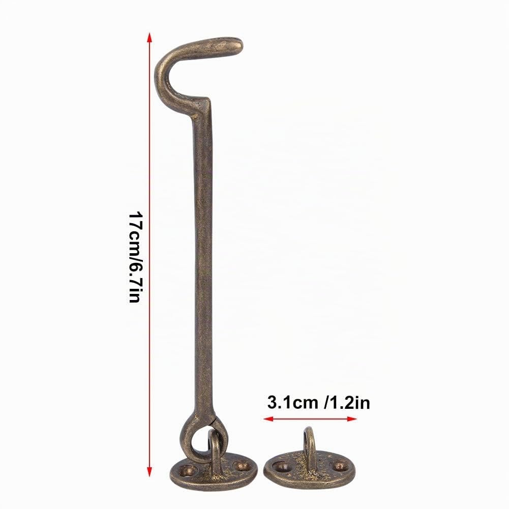 Gancio per la privacy in ottone dorato, fermo per porta solido e robusto da 6,7 pollici, gancio per porta spesso, gancio per cabina e chiavistello (bronzo*2 pezzi)
