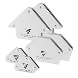 STAHLWERK Schweißmagnet 6er Set – 4 Magnete je 11,3 kg (25 lbs) & 2 Magnete je 4 kg (9 lbs) Haftkraft, feste 30° / 45° / 60° / 75° / 90° / 135° Winkel, Magnet-Schweißwinkel für präzises Arbeiten