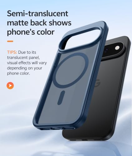 Image of FNTCASE for Google Pixel 11 Pro XL Case, Fit for Magsafe, Screen Protector | Translucent Matte Magnetic Back, 14FT Military Grade Drop Protection, Shockproof Protective Phone Cover, Blue