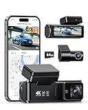 4K Dash Cam Front Rear:Dual Dash Camera for Car, 5GHz/2.4GHz Wi-Fi GPS Dashcam with Loop Recording 24H Parking Monitor Night Vision G-Sensor 170° View Angle APP Control and 64GB Card Gift