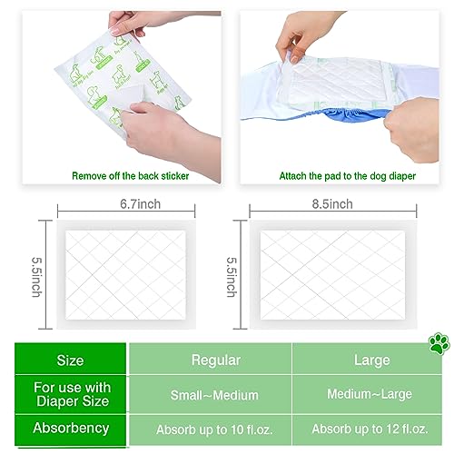 Image of Dog Diaper Liners 100ct Super Soft and Absorbent Dog Diaper Booster Pads for Male Dog Belly Bands or Female Dog Diapers (Long, 100pcs)