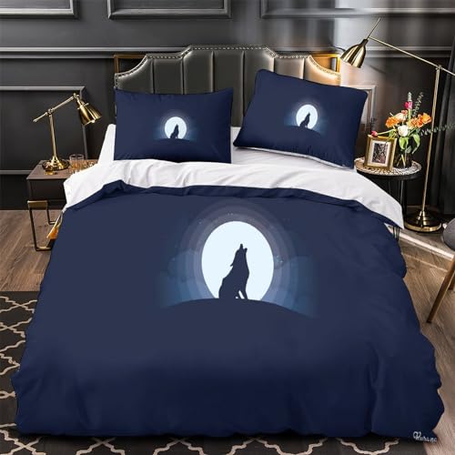 Housse de couette loup 3D microfibre hypoallergénique parure de lit king size - 4