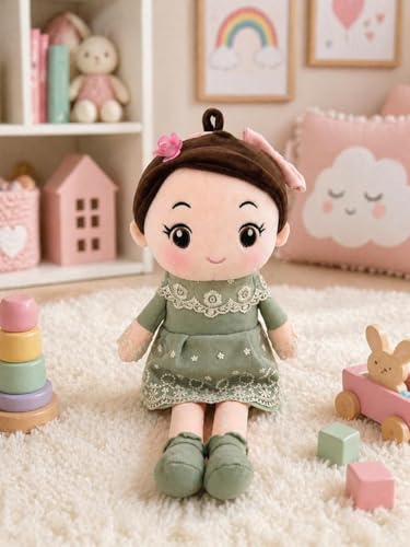 Image of SCOOBA Girl Doll with Cute Green Frock 40cm Medium Height Stuffed Toy